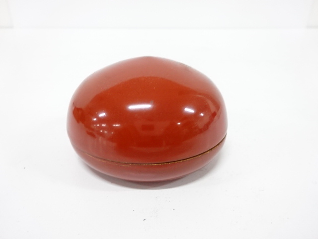  古物　漆塗り　玉柿　香合